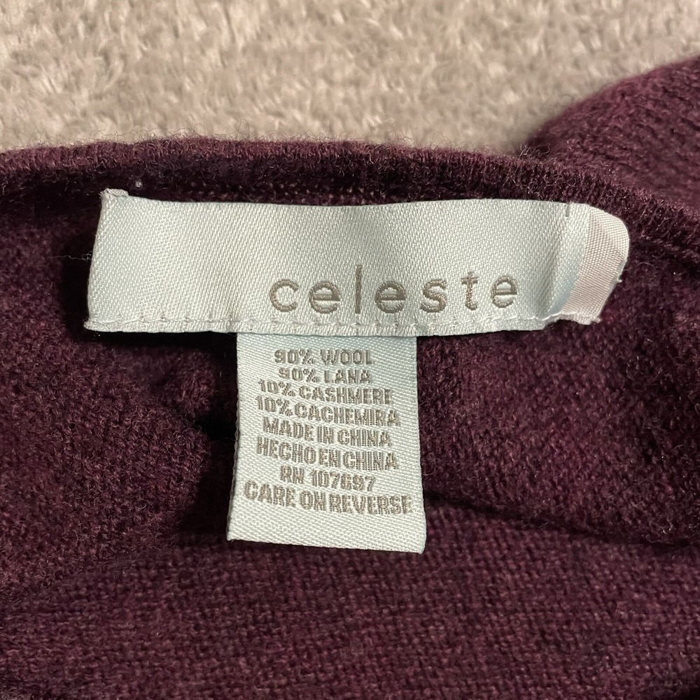 Celeste Wool Cashmere Poncho Shawl Sweater Colorblock Burgundy Wine / Grey S-M - Picture 4 of 6